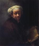 REMBRANDT Harmenszoon van Rijn Self-Portrait as St.Paul oil painting on canvas